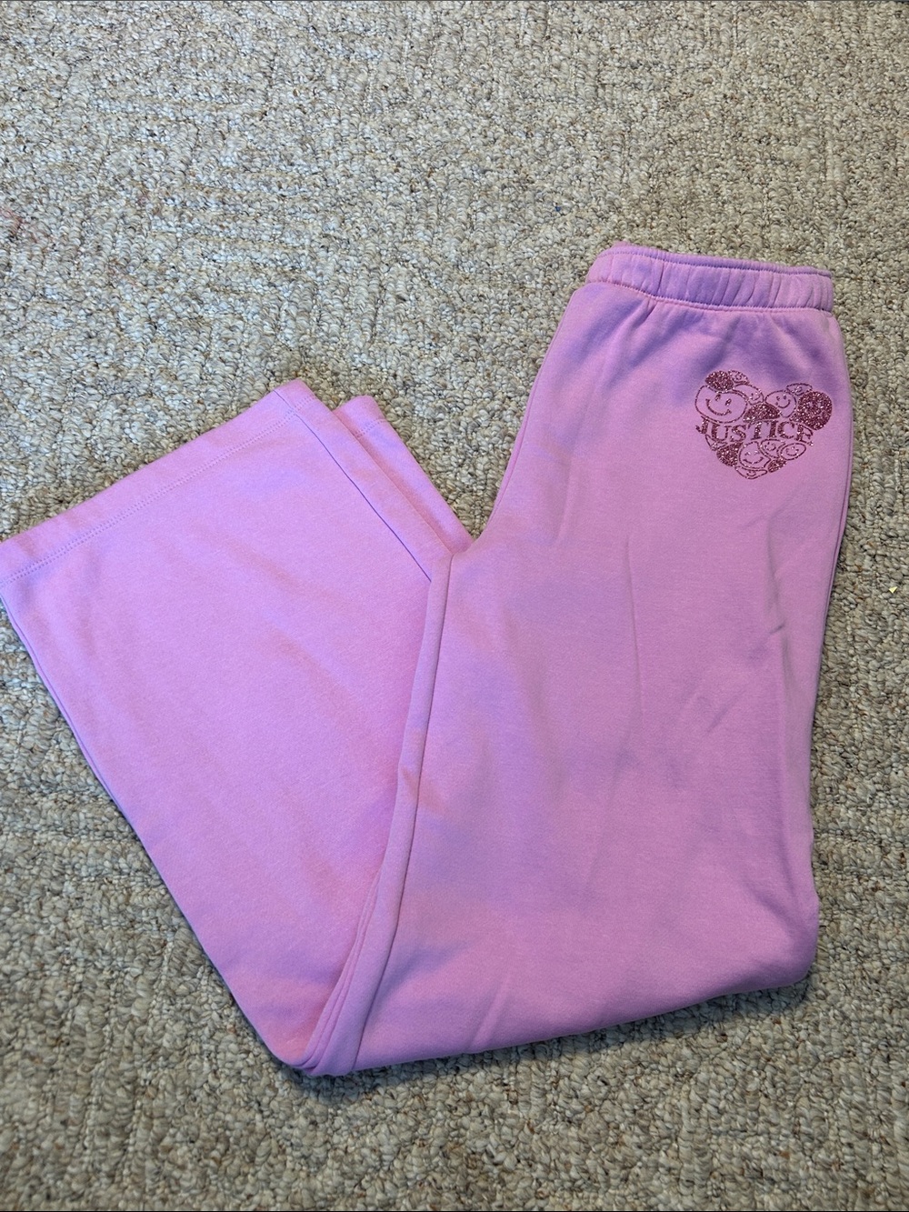 Justice Girls Lavender Pink Heart Logo Sweatpants XL